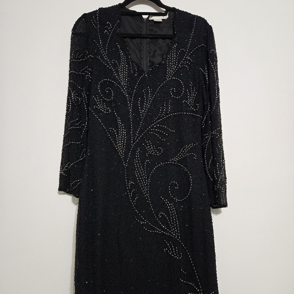 Elegant Black Beaded Dress